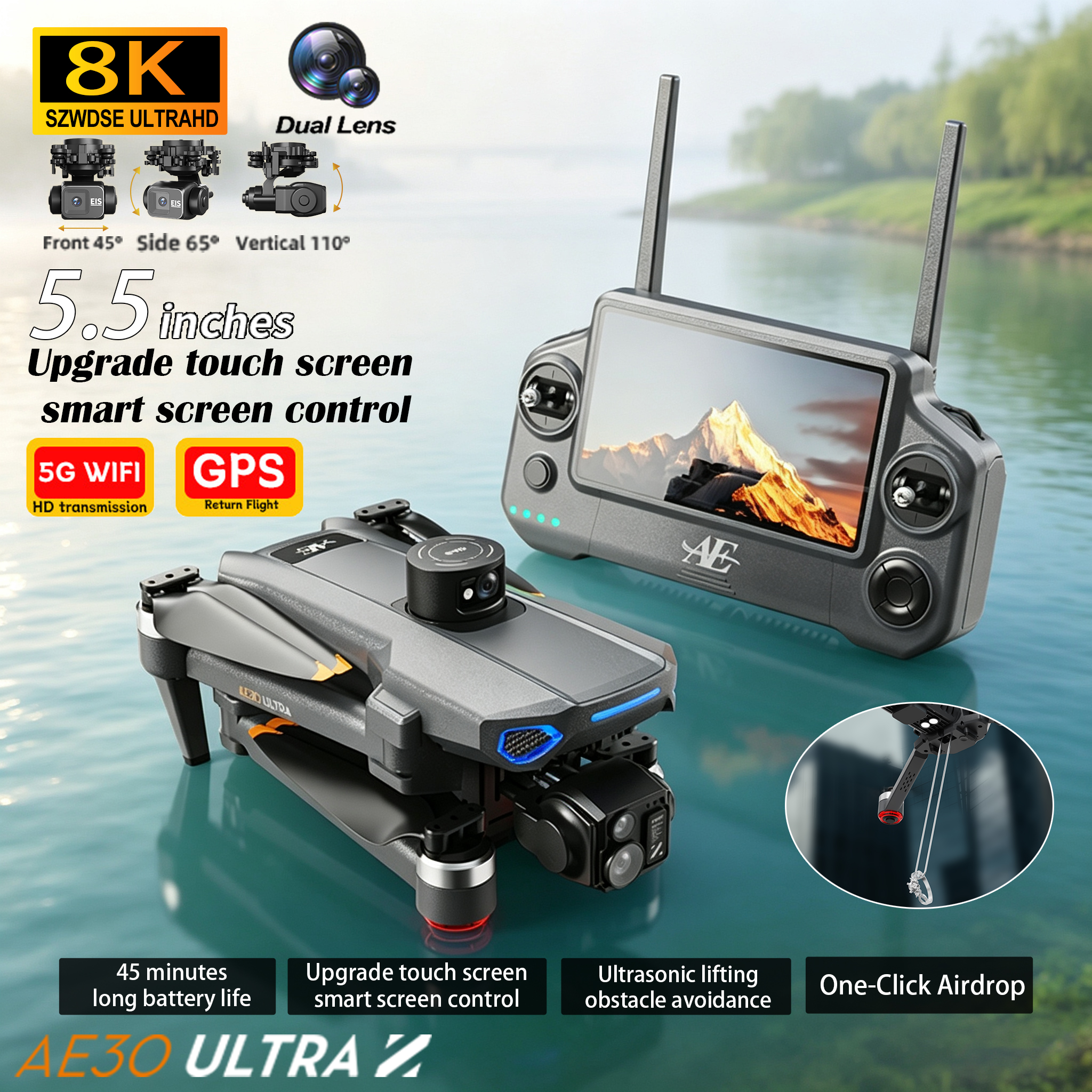 Drone RC GPS AE30 2026 avec ca - Drone Multispectral avis et prix